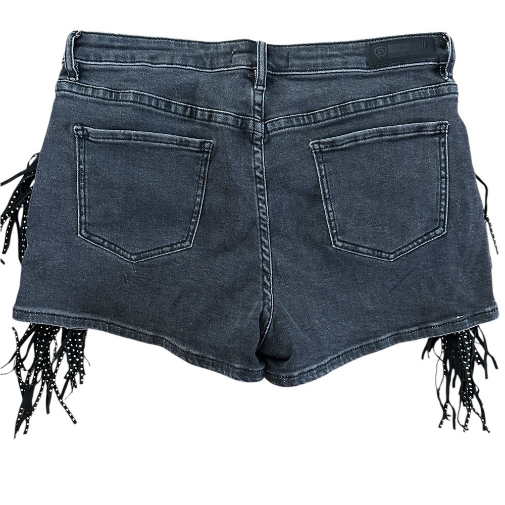 Rock & Roll Denim High Rise Fringe Shorts β Black W33 - Picture 3 of 12